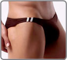 Plain micro briefs with two bars on the side, in contrasting color. Fluid and...