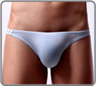 Plain micro briefs with two bars on the side, in contrasting color. Fluid and...