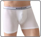 Boxer Mariner in combed cotton stretch, elasticated white belt. Logo Mariner on...