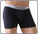 Boxer Mariner in combed cotton stretch, elasticated white belt. Logo Mariner on...