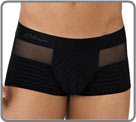 An alliance of ultra-light transparent and structured fabric with stripes, very...