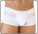 An alliance of ultra-light transparent and structured fabric with stripes, very...