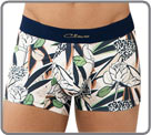 Original variegated jungle print on beige background. An essential classic cut...