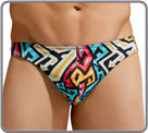 Printed thong in cotton and elastan, classic and sexy cut. Intense color. front...