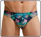 Printed thong in cotton and elastan, classic and sexy cut. Intense color. front...