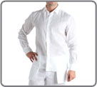 Both classic and sexy, this broken white transparent linen shirt will accompany...