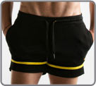 Semi-adjusted shorts made of quick dry sport mesh. In contrasting color. Deep a...