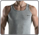 Semi-fitted tank top of classic cut, sleeveless, square neckline, which can be...