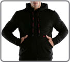 Very warm sports jacket lined in Sherpa, long sleeves, hood, with bands of and...