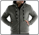 Very warm sports jacket lined in Sherpa, long sleeves, hood, with bands of and...