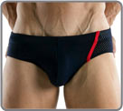 Two-tone swimwear where the front and back play with different colors. Sporty a...