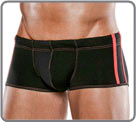 Low-waisted swim trunk made of high-end fabric. Its two contrasting coloured on...