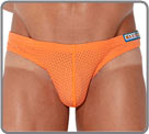 Low-waisted classic cut thong, in a sporty look thanks to its breathable mesh...
