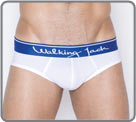 White brief by Walking Jack with blue, soft waistband. High quality underwear...